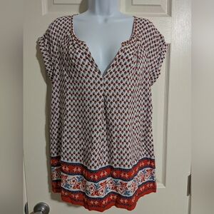 Women's Max Studio Medium Red and White Floral Top